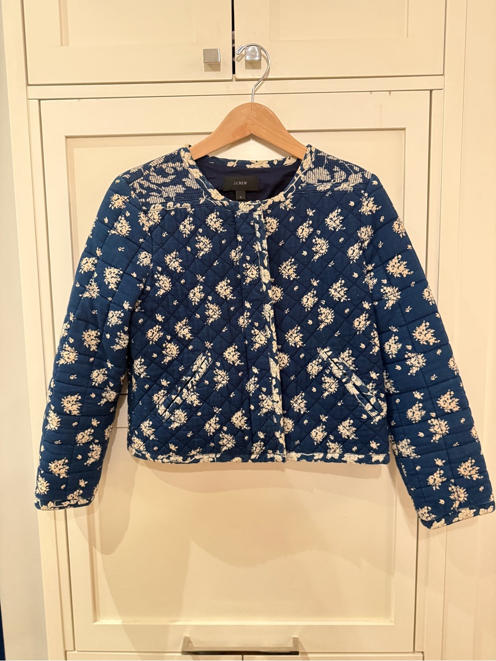 J. Crew Navy Quilted Floral Jacket